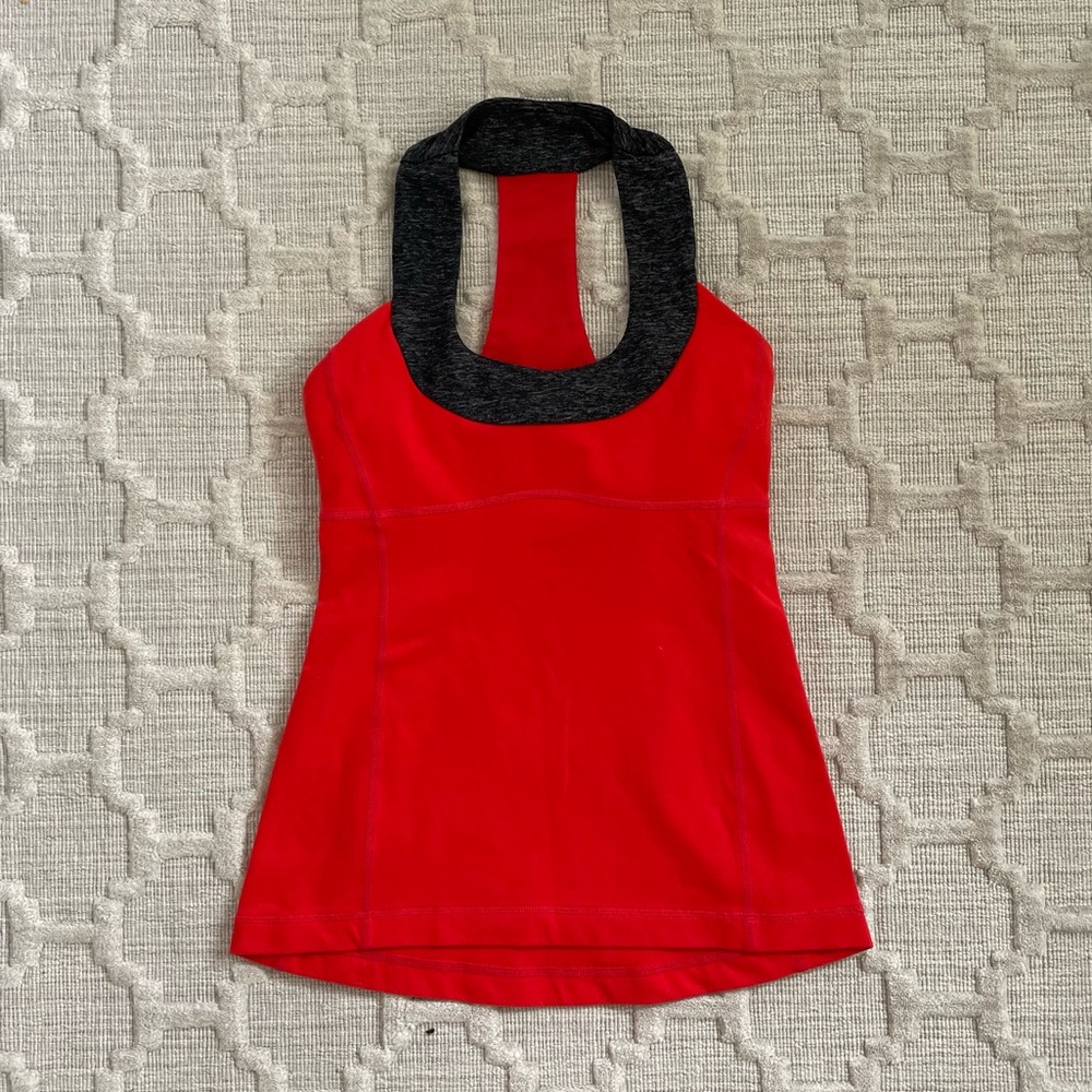 Lululemon scoop neck tank, size 4, red and gray